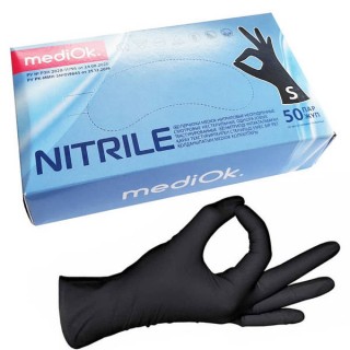 Перчатки нитриловые MEDIOK- упаковка 100 шт, размер S (черные)