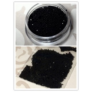 Хрустальная крошка 1,1 мм, цвет черный - Crystal Pixie +Хрустальные бульонки черные - Crystal Pixie копии (стекло), 3 г